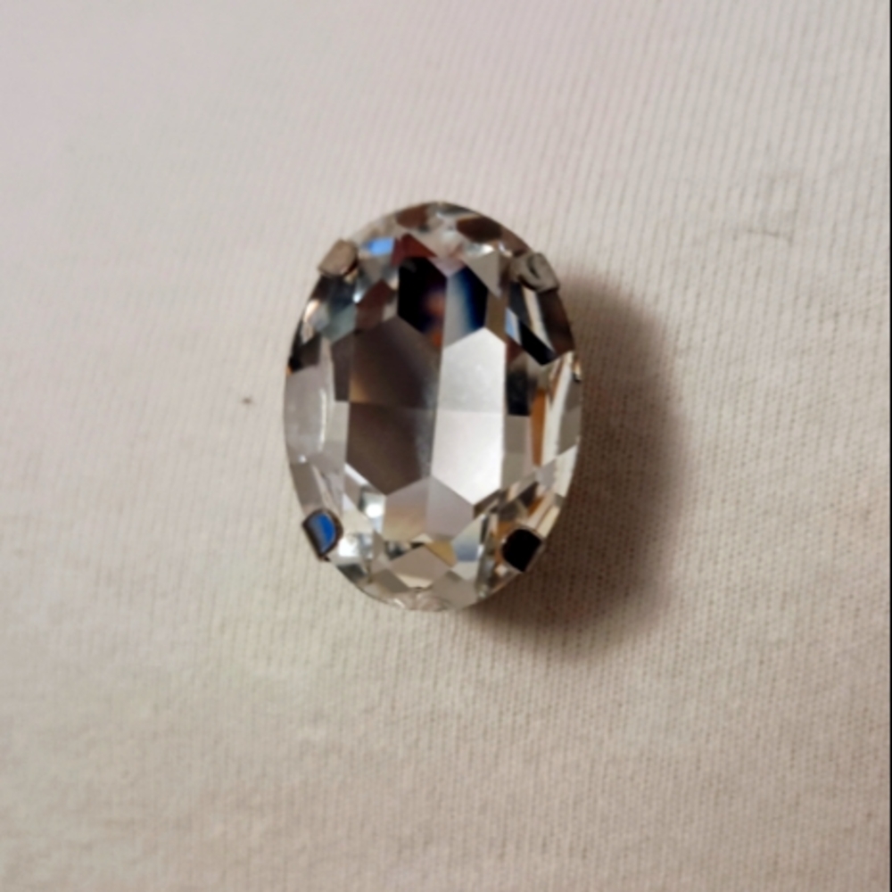 Up-Cycled Giant Silver Gemstone Costume Jewlery Pin Brooch